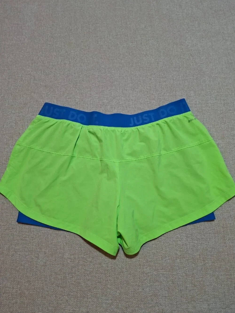 Nike Dri-FIT 2-in-1 Running Shorts Women's XL Green Blue Athletic Activewear